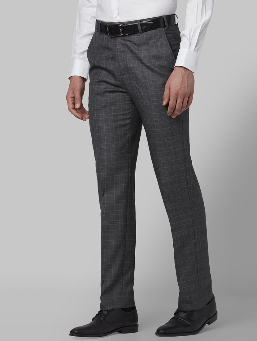 grey checkered flat front formal trouser - 17669682 - Zoom Image - 2