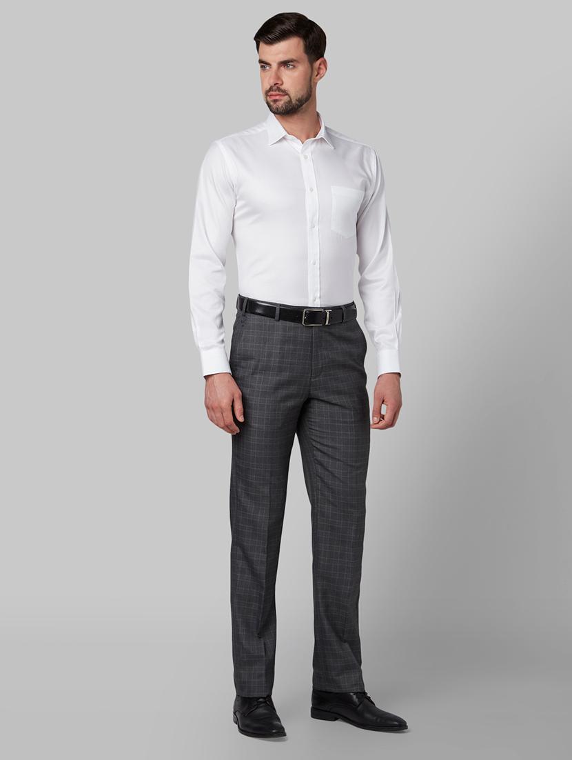 grey checkered flat front formal trouser - 17669682 - Zoom Image - 4
