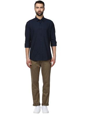 navy blue solid casual shirt - 17669765 - Standard Image - 4