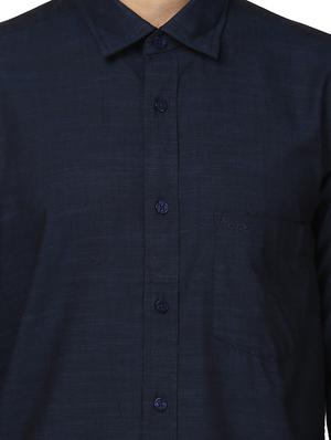 navy blue solid casual shirt - 17669765 - Standard Image - 5