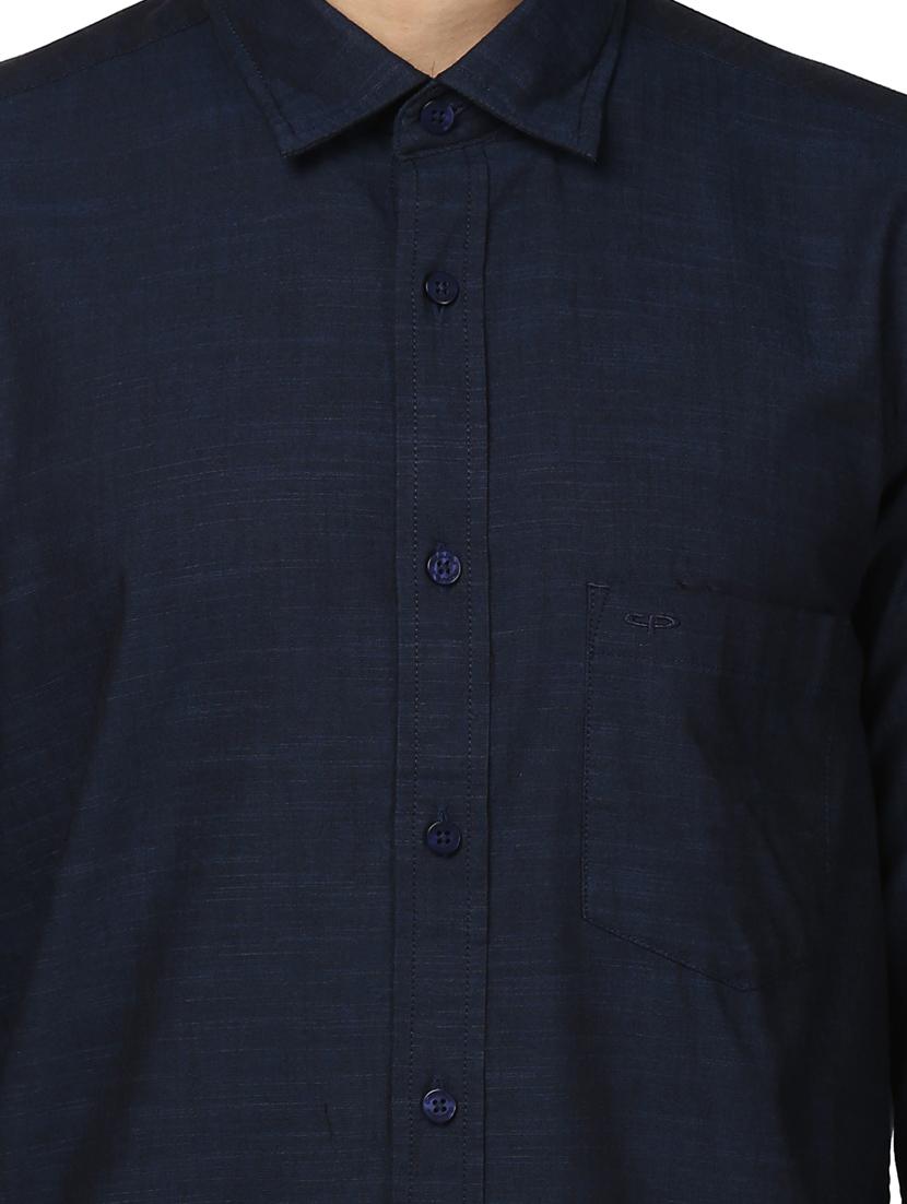 navy blue solid casual shirt - 17669765 - Zoom Image - 5