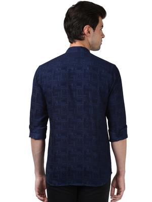 navy blue printed casual shirt - 17669767 - Standard Image - 3