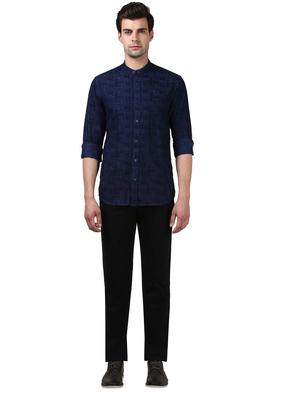navy blue printed casual shirt - 17669767 - Standard Image - 4
