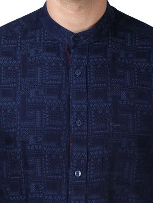 navy blue printed casual shirt - 17669767 - Standard Image - 5