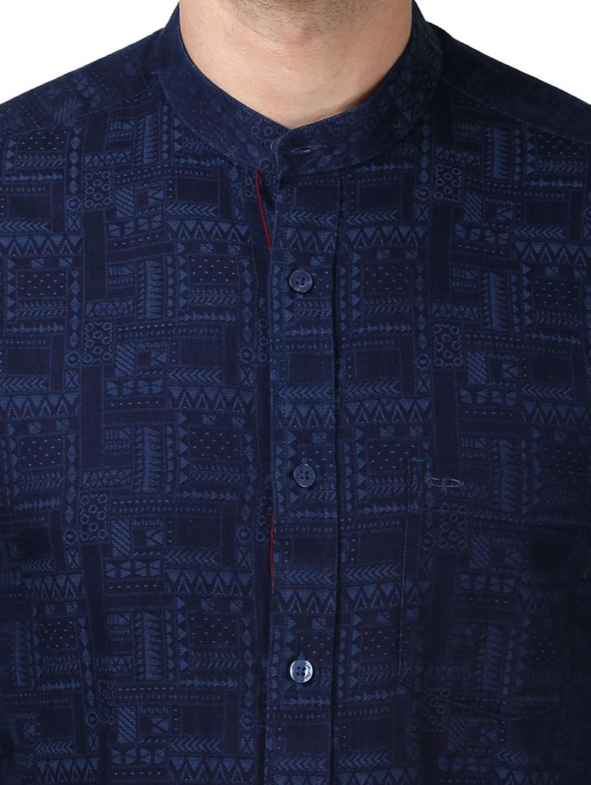 navy blue printed casual shirt - 17669767 - Zoom Image - 5