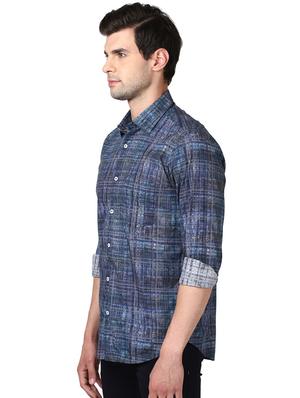 navy blue checkered casual shirt - 17669775 - Standard Image - 2