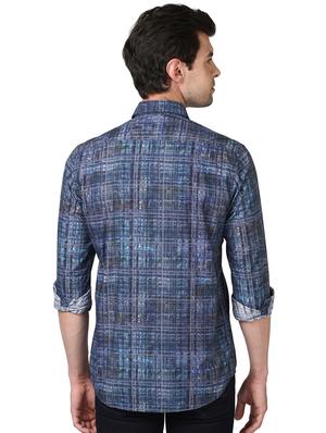 navy blue checkered casual shirt - 17669775 - Standard Image - 3