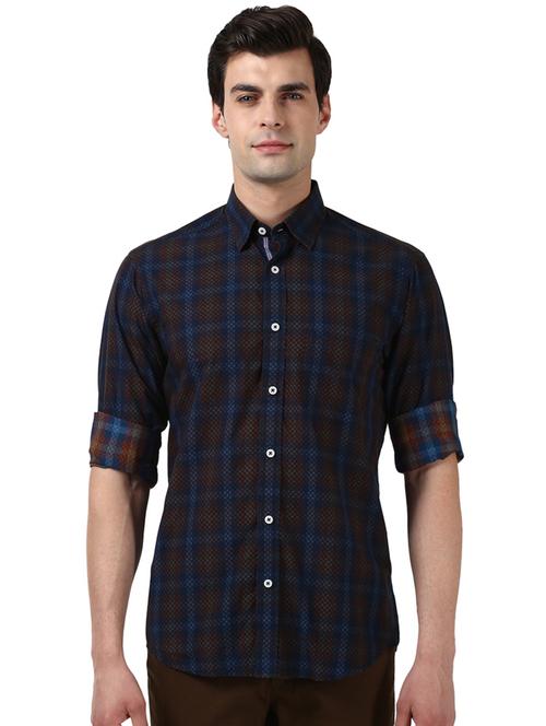 navy blue printed casual shirt - 17669779 - Standard Image - 1