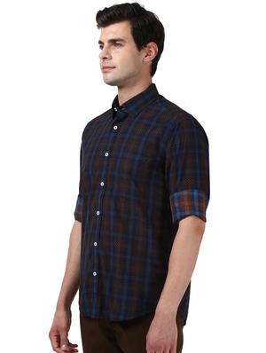 navy blue printed casual shirt - 17669779 - Standard Image - 2