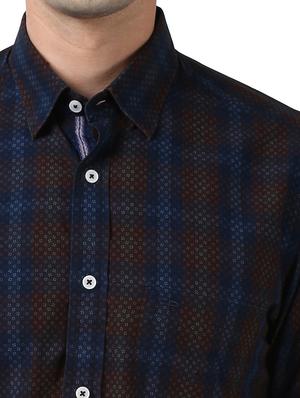 navy blue printed casual shirt - 17669779 - Standard Image - 5