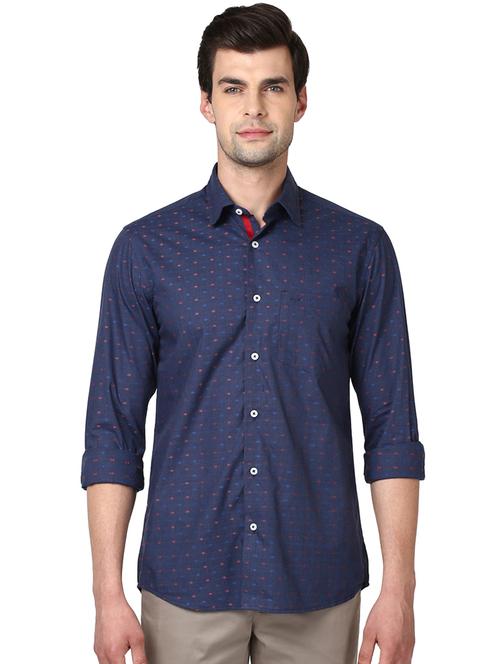 navy blue printed casual shirt - 17669789 - Standard Image - 1