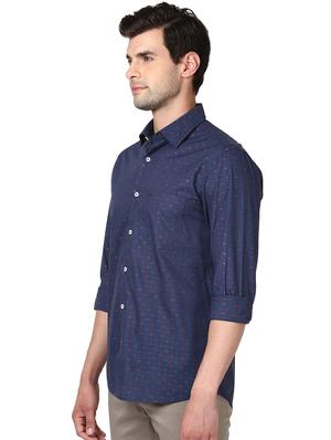 navy blue printed casual shirt - 17669789 - Standard Image - 2