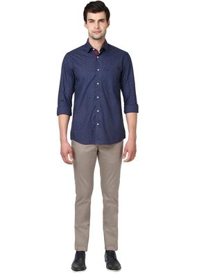 navy blue printed casual shirt - 17669789 - Standard Image - 4
