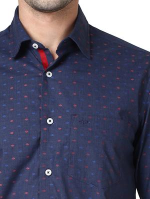 navy blue printed casual shirt - 17669789 - Standard Image - 5
