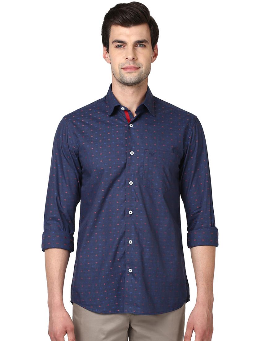 navy blue printed casual shirt - 17669789 - Zoom Image - 1