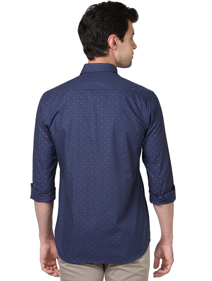 navy blue printed casual shirt - 17669789 - Zoom Image - 3