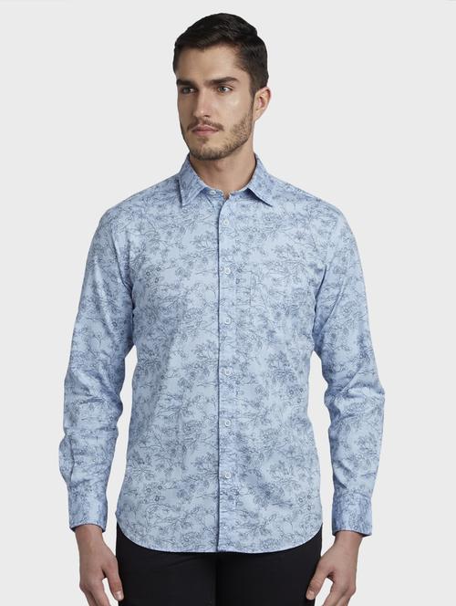 blue floral print casual shirt - 17669794 - Standard Image - 1