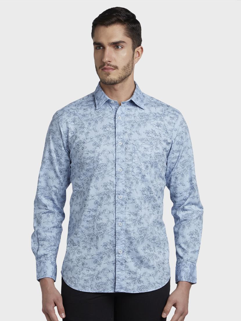 blue floral print casual shirt - 17669794 - Zoom Image - 1