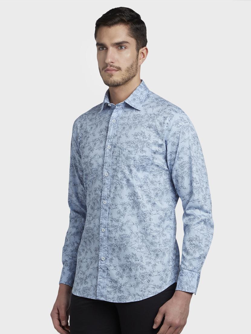 blue floral print casual shirt - 17669794 - Zoom Image - 2