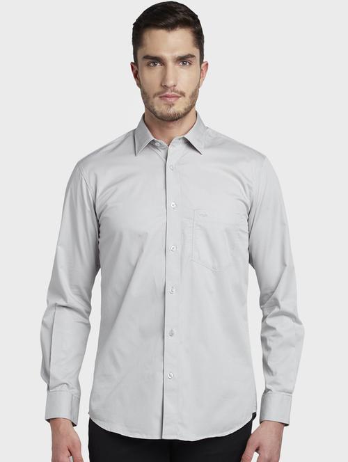 grey solid casual shirt - 17669795 - Standard Image - 1