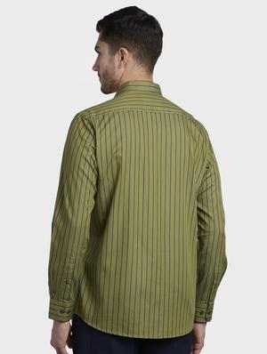 olive green striped casual shirt - 17669808 - Standard Image - 3