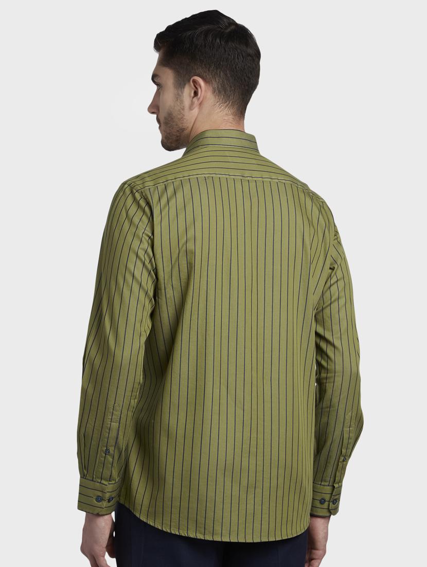 olive green striped casual shirt - 17669808 - Zoom Image - 3