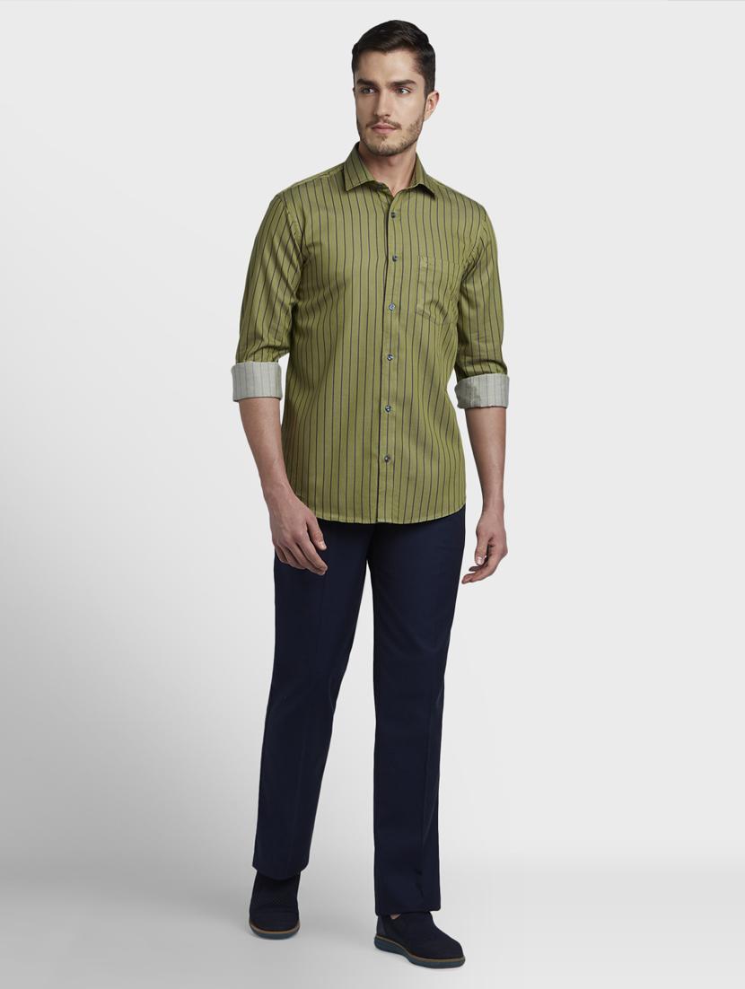 olive green striped casual shirt - 17669808 - Zoom Image - 4