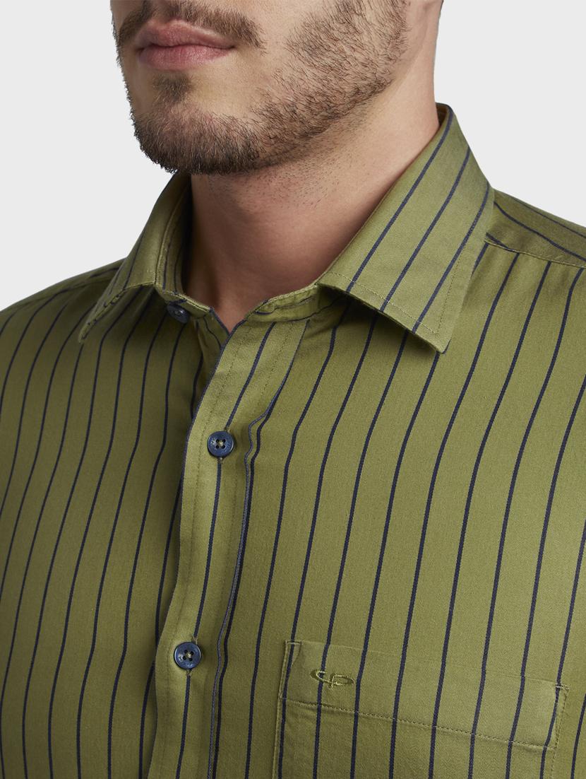 olive green striped casual shirt - 17669808 - Zoom Image - 5