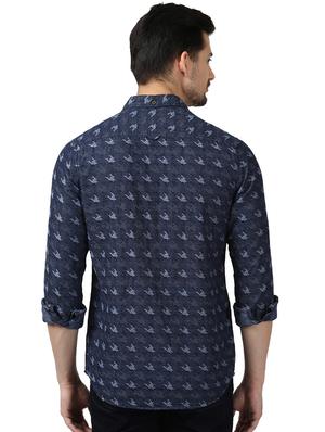 navy blue printed casual shirt - 17669836 - Standard Image - 3