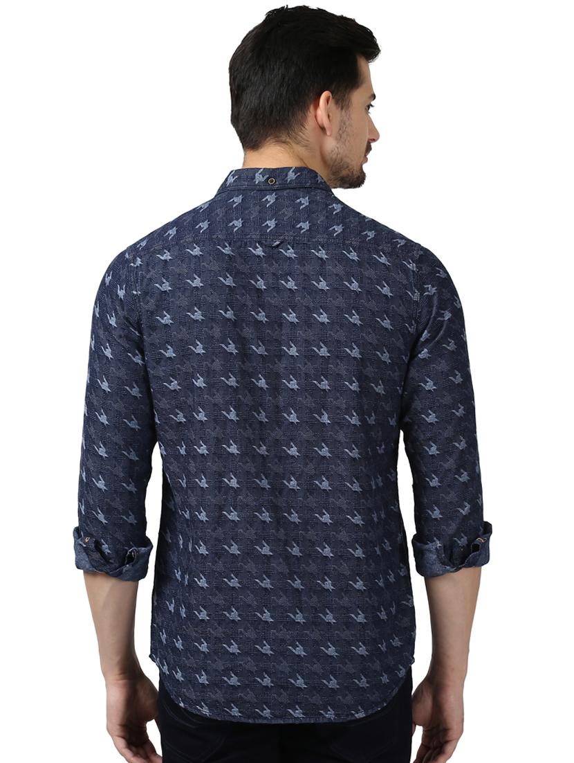 navy blue printed casual shirt - 17669836 - Zoom Image - 3