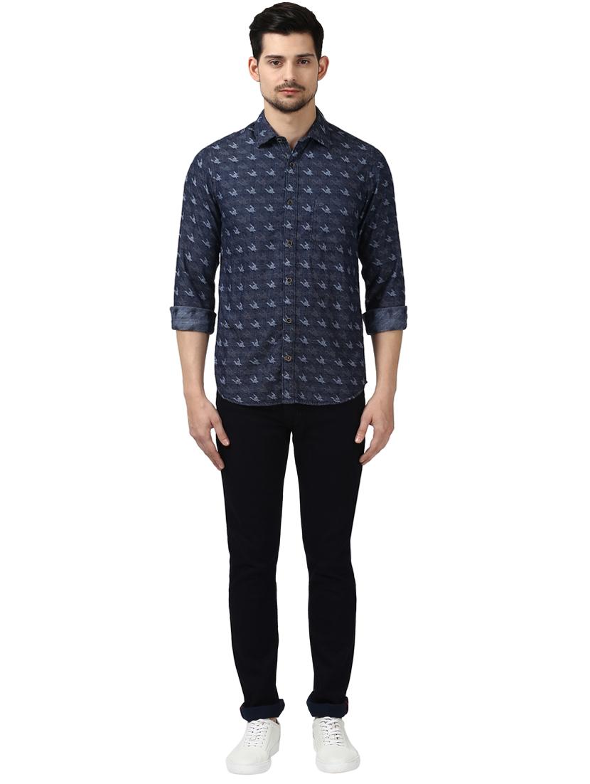 navy blue printed casual shirt - 17669836 - Zoom Image - 4