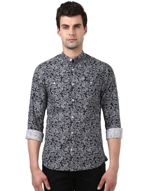 navy blue printed casual shirt - 17669841 - Standard Image - 1