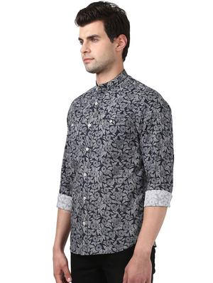 navy blue printed casual shirt - 17669841 - Standard Image - 2