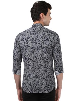 navy blue printed casual shirt - 17669841 - Standard Image - 3