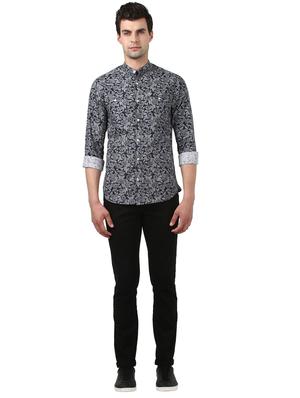 navy blue printed casual shirt - 17669841 - Standard Image - 4