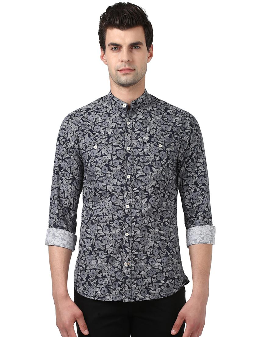 navy blue printed casual shirt - 17669841 - Zoom Image - 1