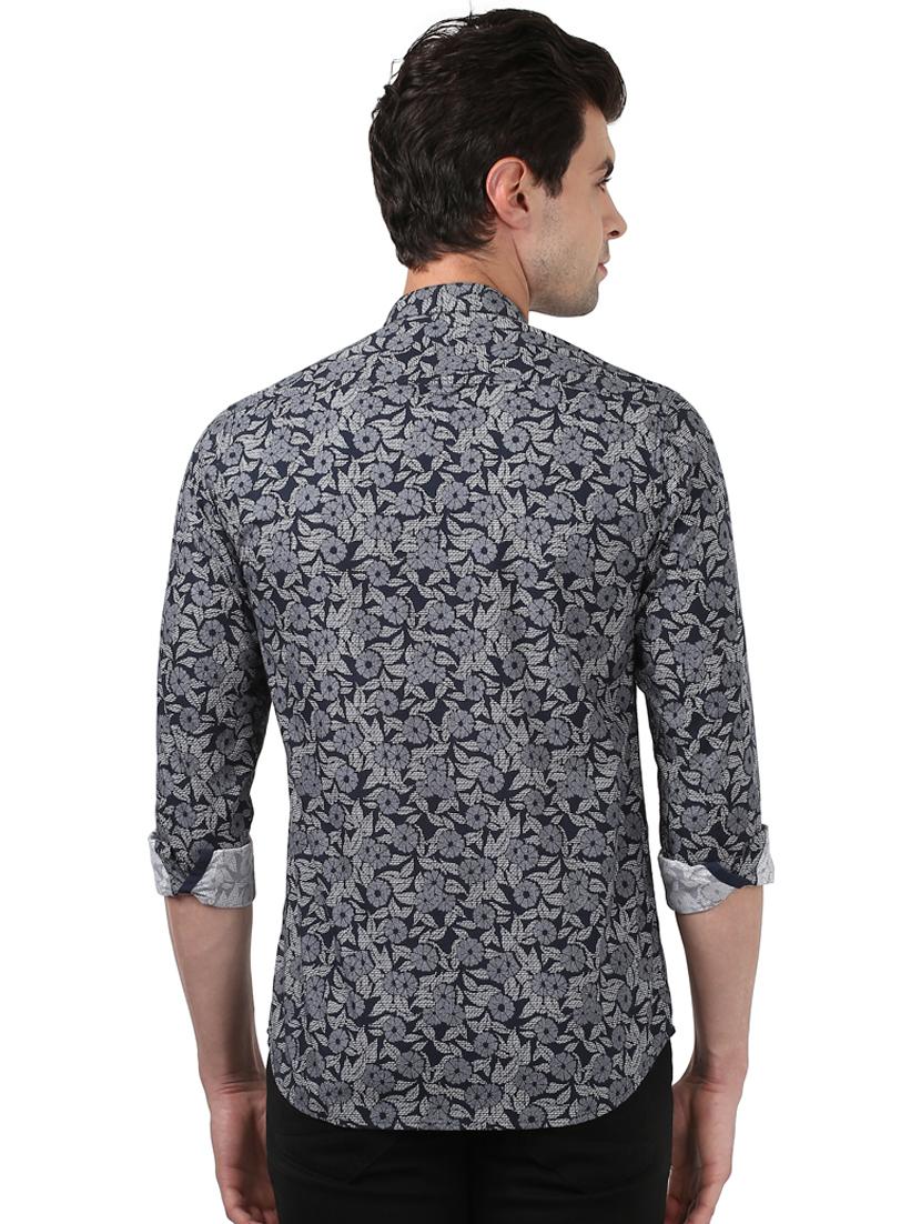 navy blue printed casual shirt - 17669841 - Zoom Image - 3