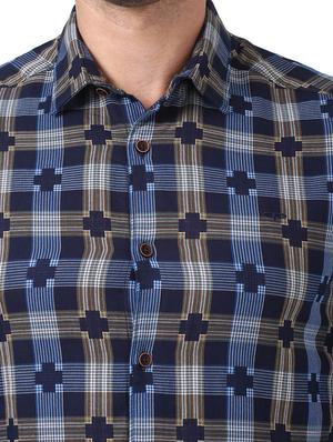 navy blue checkered casual shirt - 17669843 - Standard Image - 5