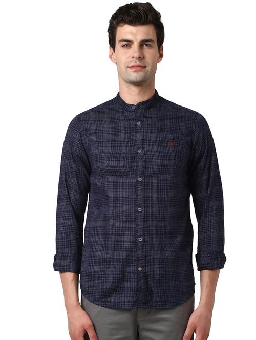 navy blue checkered casual shirt - 17669845 - Standard Image - 1