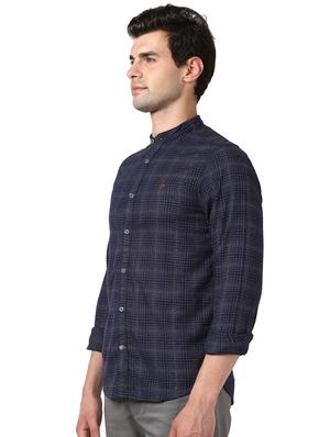 navy blue checkered casual shirt - 17669845 - Standard Image - 2