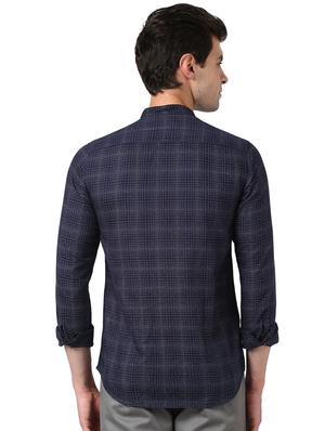 navy blue checkered casual shirt - 17669845 - Standard Image - 3