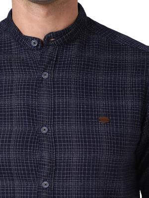 navy blue checkered casual shirt - 17669845 - Standard Image - 5