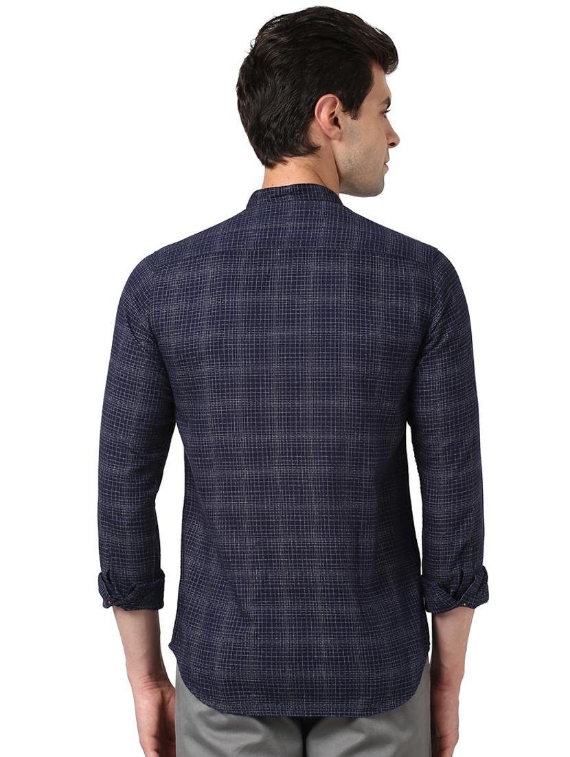 navy blue checkered casual shirt - 17669845 - Zoom Image - 3
