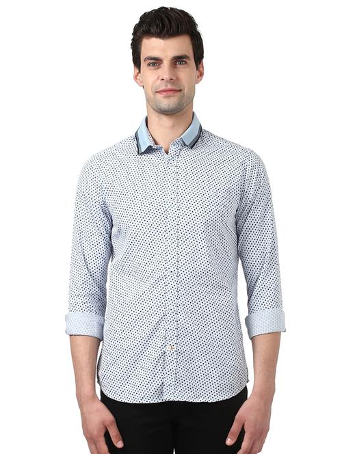 light blue printed casual shirt - 17669853 - Standard Image - 1