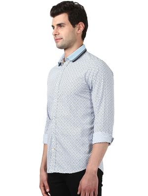 light blue printed casual shirt - 17669853 - Standard Image - 2