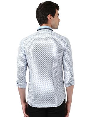 light blue printed casual shirt - 17669853 - Standard Image - 3