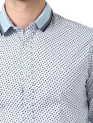 light blue printed casual shirt - 17669853 - Standard Image - 5