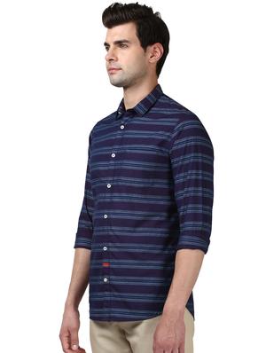 navy blue striped casual shirt - 17669871 - Standard Image - 2