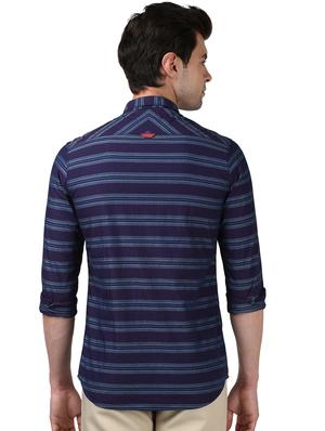 navy blue striped casual shirt - 17669871 - Standard Image - 3