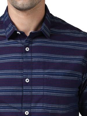 navy blue striped casual shirt - 17669871 - Standard Image - 5